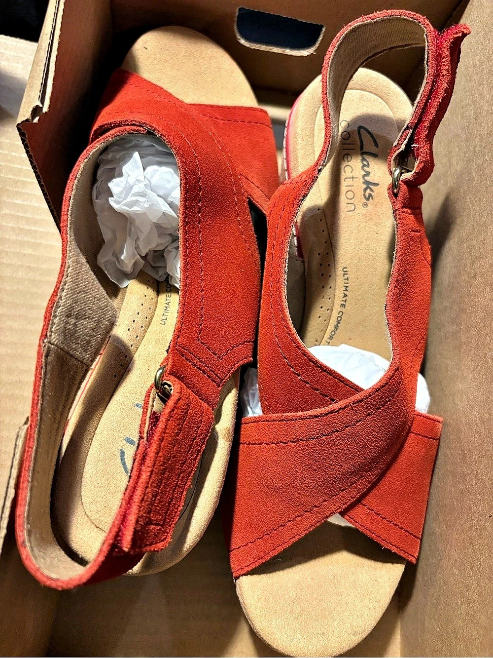 Clarks Giselle Cove Red Platform Sandals US 8.5 M